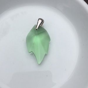 Green Genuine Crystal Leaf Pendent